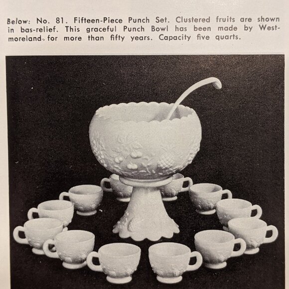 Westmoreland “Clustered Fruits” Milk Glass Punch Cups - Set of 10 - Picture 5 of 5
